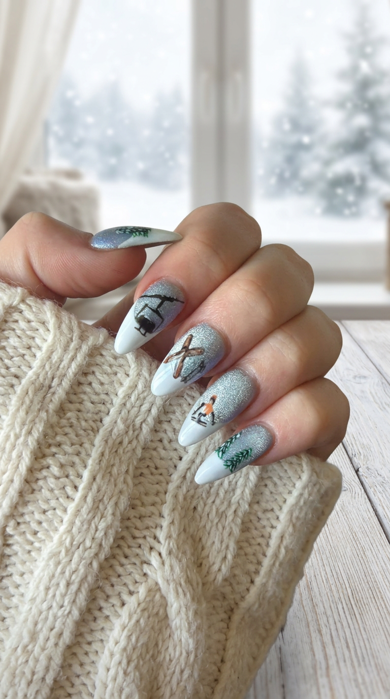 Bespoke hand-painted press-on nail set commissioned by a Lumina client